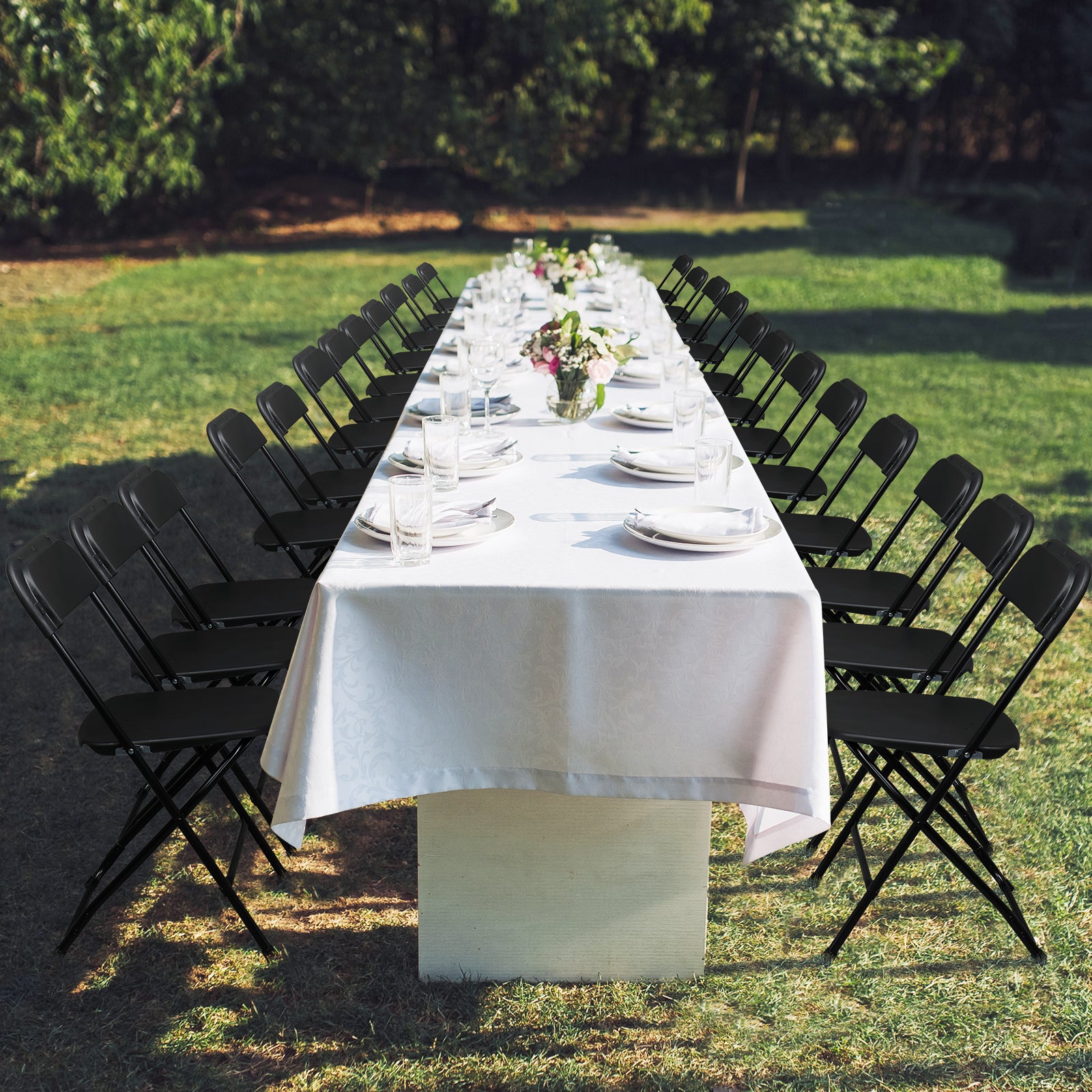 HAOYYE 10pcs Plastic Folding Chairs Black – Heavy Duty Durable Garden Chairs with Metal Frame, Portable and Lightweight for Indoor Outdoor Events, Parties, Office, Church, Picnic Seating