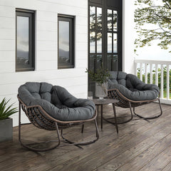 HAOYYE Outdoor Rattan Rocking Chair,Padded Cushion Rocker Recliner Chair Outdoor for Front Porch, Living Room, Patio, Garden, Grey Sturdy Space-Saving Heavy Duty Modern Design Adults Dorm Room
