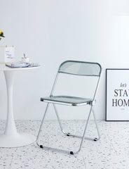 Haoyye Clear Transparent Folding Chair, Modern PC Plastic Seat with Metal Frame, Lightweight Space-Saving Foldable Chair for Living Room, Bedroom, Dorm or Office, Heavy Duty Design, Sturdy and Easy to Store for Daily Use or Extra Seating
