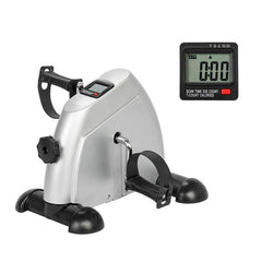 HAOYYE Mini Exercise Bike for Home Use Hands and Feet Trainer Pedal Exerciser Machine Portable Under Desk Fitness Cycle for Arm and Leg Workout with LCD Display Non Slip Base Silver Color