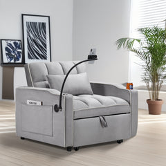 HAOYYE Convertible Sleeper Chair Sofa Bed Adjustable Pull Out Sleeper Chair Bed Multi-Pockets Folding Sofa Bed for Living Room Bedroom Small Space,3-in-1 Sofa Bed Sturdy Space-Saving Heavy Duty Modern Design