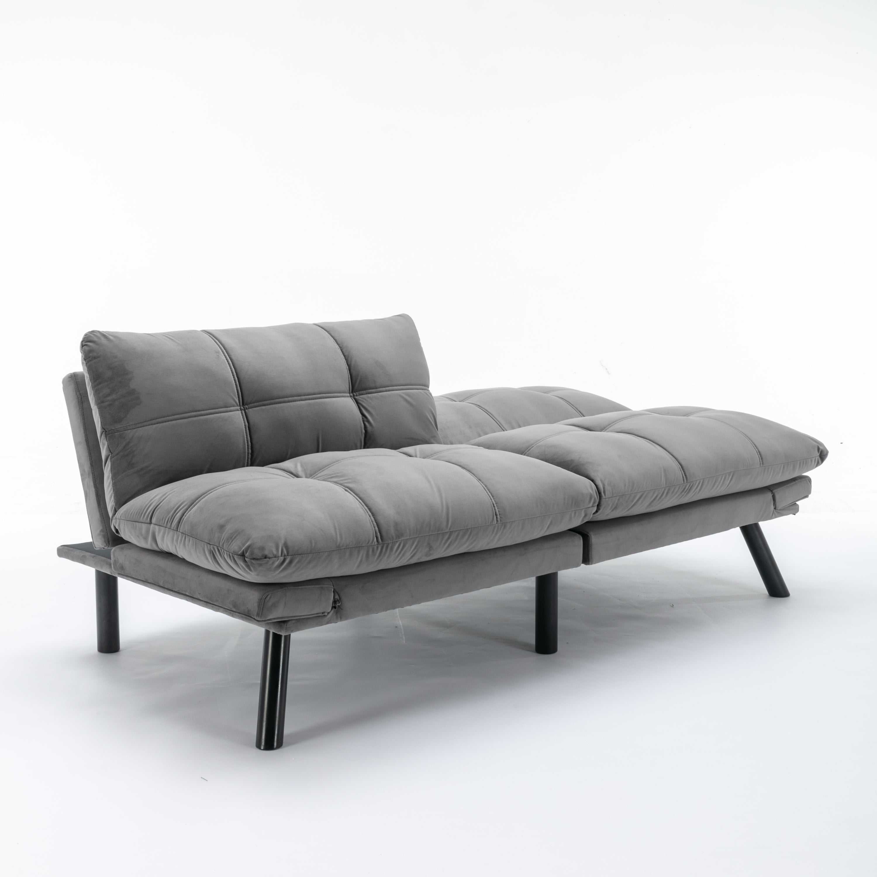 HAOYYE Light Grey Convertible Folding Modern sofa Bed Sturdy Space-Saving Heavy Duty Modern Design Adults Dorm Room Easy Assembly Bedroom Furniture