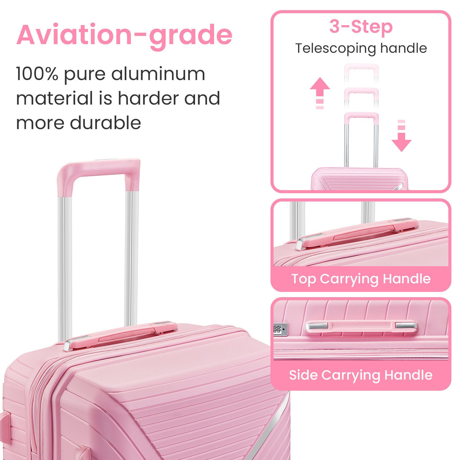 HAOYYE Luggage Sets 4 Piece(14/20/24/28), Expandable Lightweight Suitcase with 4 Double 360 Degrees Mute Spinner Wheels PP Materials Durable TSA Lock Travel Luggage Sturdy Space-Saving Heavy Duty Adults