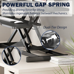 HAOYYE Height Adjustable Desk Converter, Sit to Stand Riser for Dual Monitors and Laptop, Wide Keyboard Tray, Space-Saving Heavy Duty Design, Christmas Gift, Black