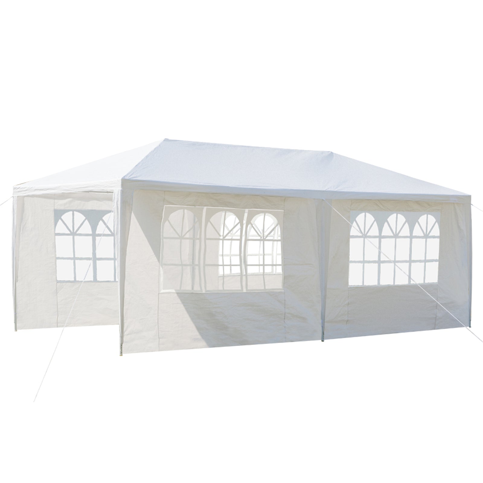 HAOYYE 20*10*8.5ft Four Sides Waterproof Outdoor Tent, White PE Canopy with Spiral Tubes and Sturdy Iron Frame, Large Portable Event Shelter for Party Wedding Camping Backyard, Easy Assembly Temporary Structure