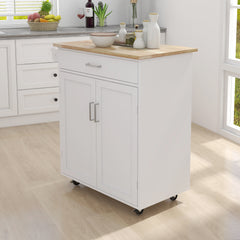HAOYYE Kitchen island rolling trolley cart with Adjustable Shelves and towel rack rubber wood table top Sturdy Space-Saving Heavy Duty Modern Design Easy Assembly Durable Stylish Home Furniture Versatile