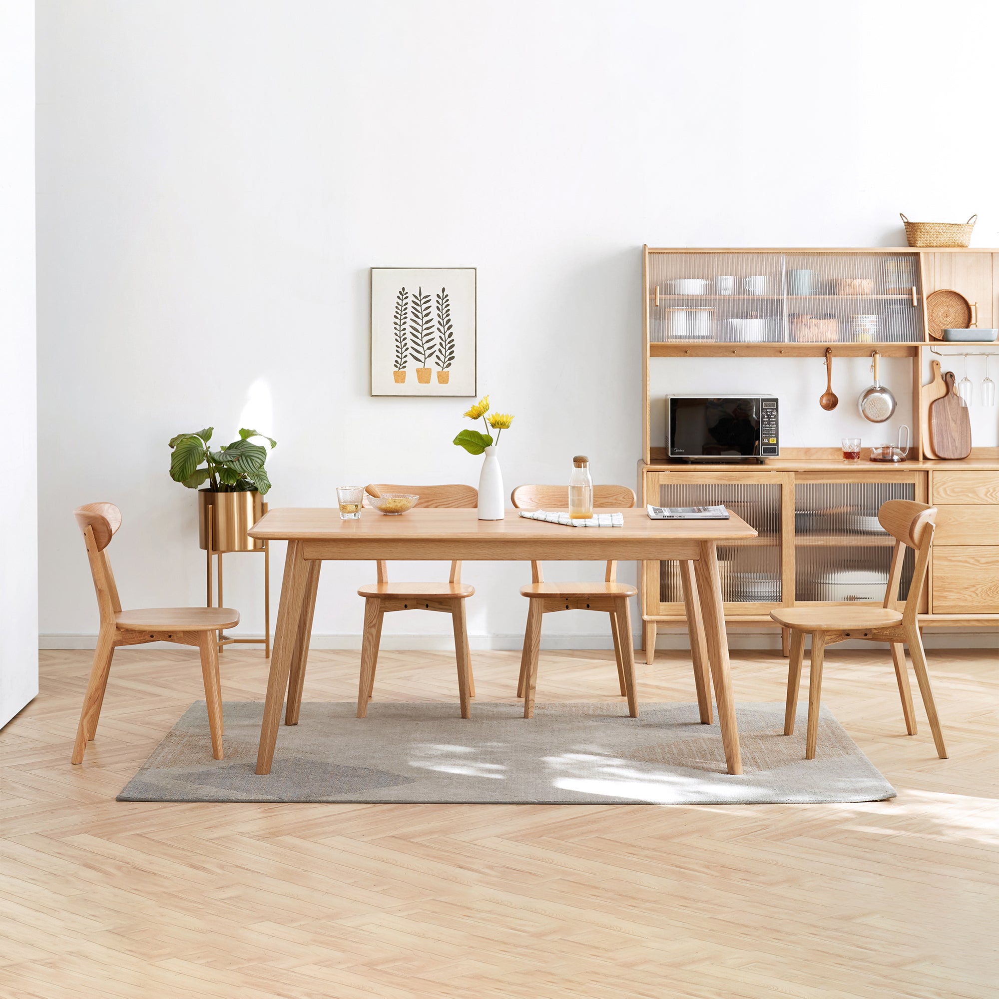 HAOYYE Dining chair wooden FAS grade oak natural wood made in North America 100% dirt-free wood chair solid chair table chair wooden living room chair simple and natural Sturdy Space-Saving