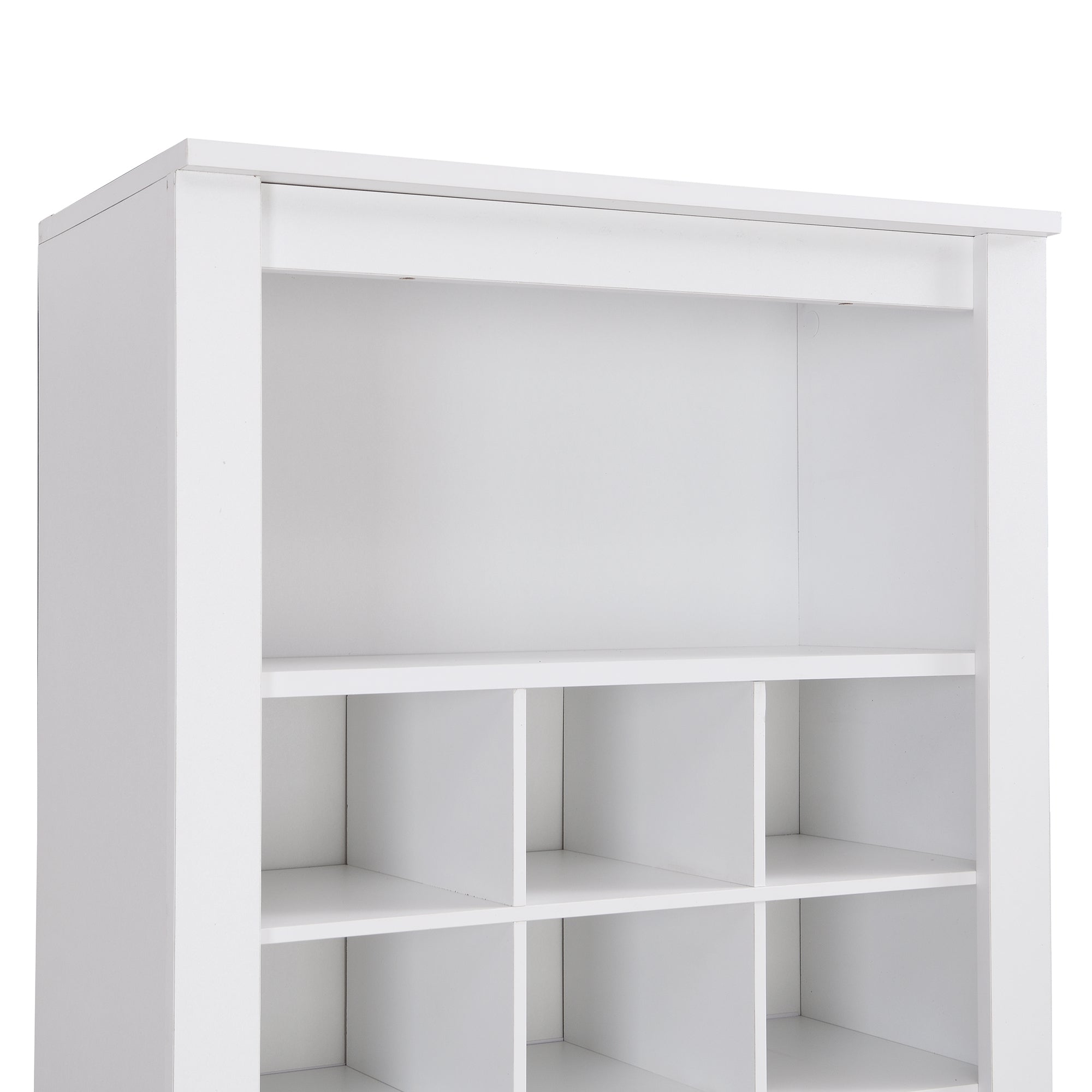 HAOYYE ON-TREND Stylish Design 30 Shoe Cubby Console, Contemporary Shoe Cabinet with Multiple Storage Capacity, Free Standing Tall Cabinet with Versatile Use for Hallway, Bedroom, White Sturdy Space-Saving