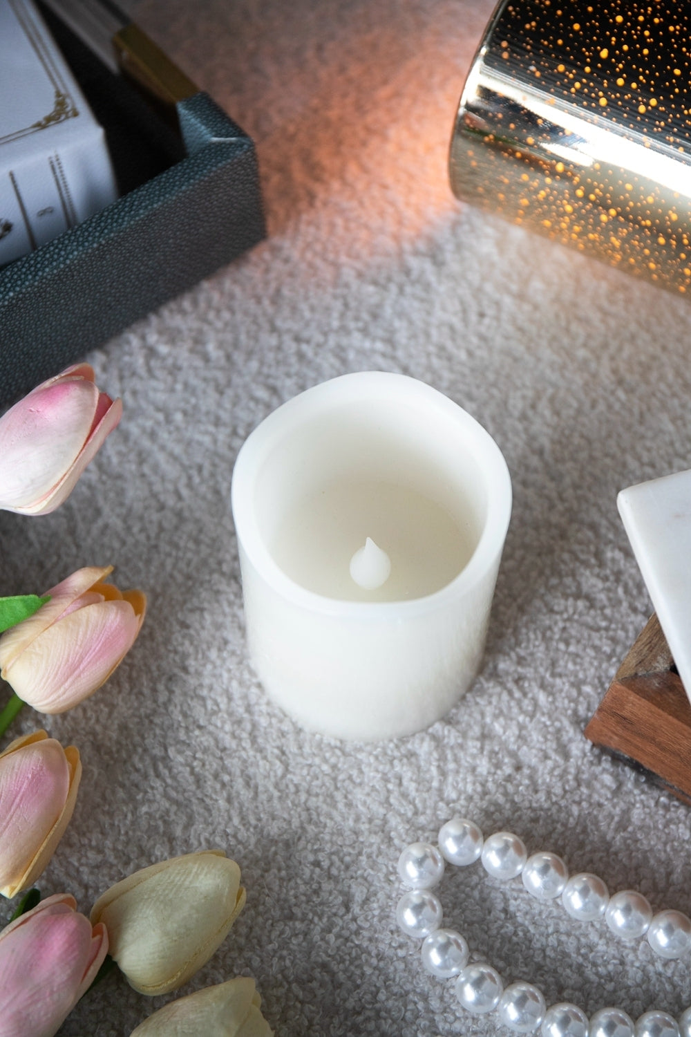 HAOYYE Set of 3 Ivory LED Candles with Remote Timer, L:D3X6" M:D3X5" S:D3X4" Sturdy Space-Saving Heavy Duty Modern Design Adults Dorm Room Easy Assembly Bedroom Furniture