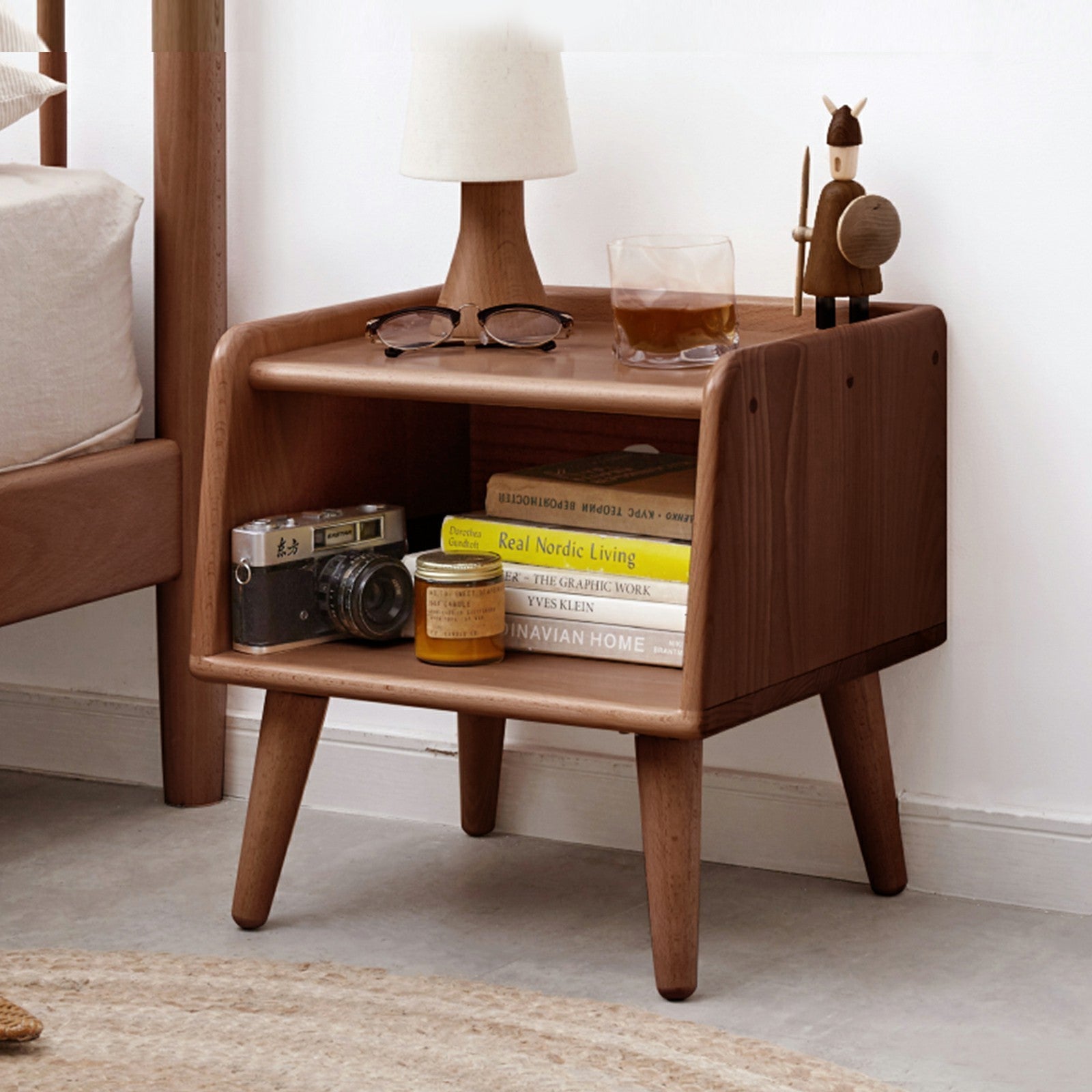 HAOYYE Pure Solid Wood Bedside Cabinet Modern Simple Nightstands European Beech Bedside Cabinet Nordic Bedroom Solid Beech Storage Cabinet 0.4m Sturdy Space-Saving Heavy Duty Modern Design Adults