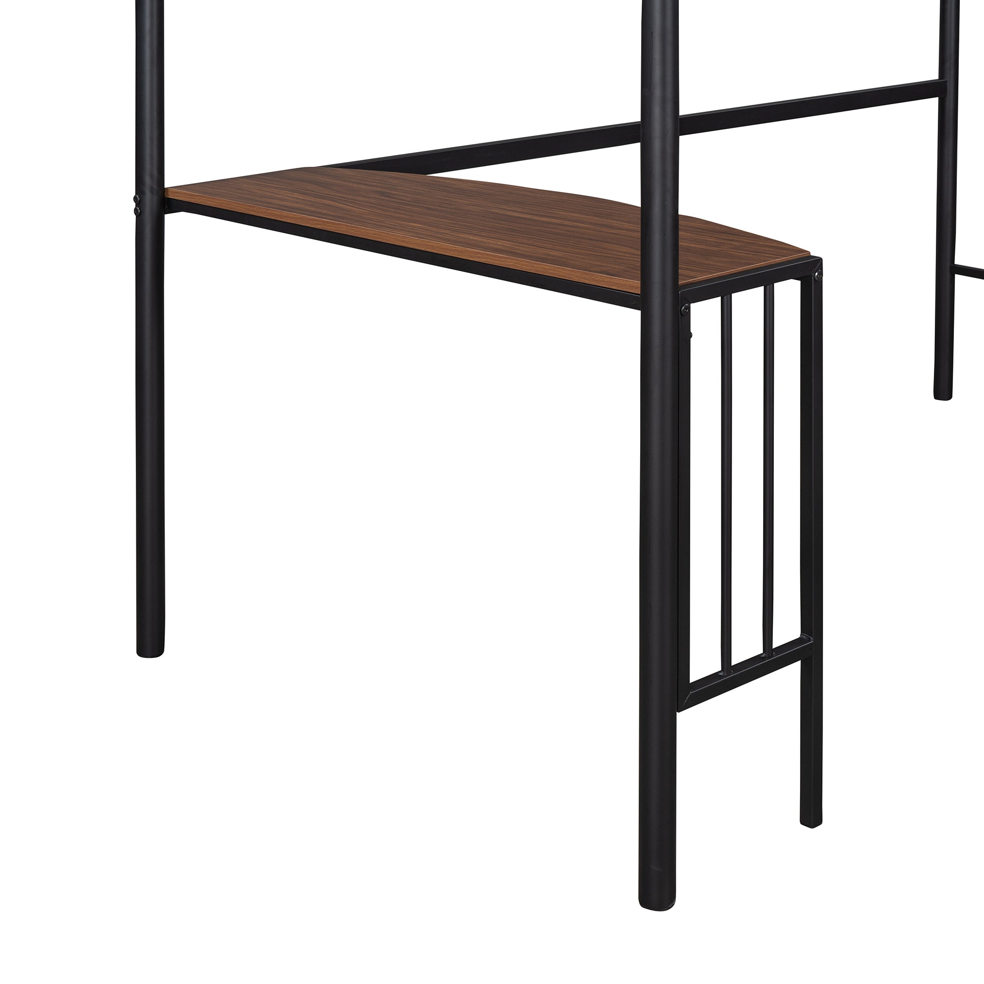 HAOYYE Twin Metal Loft Bed with Desk, Ladder and Guardrails, Loft Bed for Bedroom, Black(OLD SKU : MF195191AAB) Sturdy Space-Saving Heavy Duty Modern Design Easy Assembly Durable Stylish Home Furniture