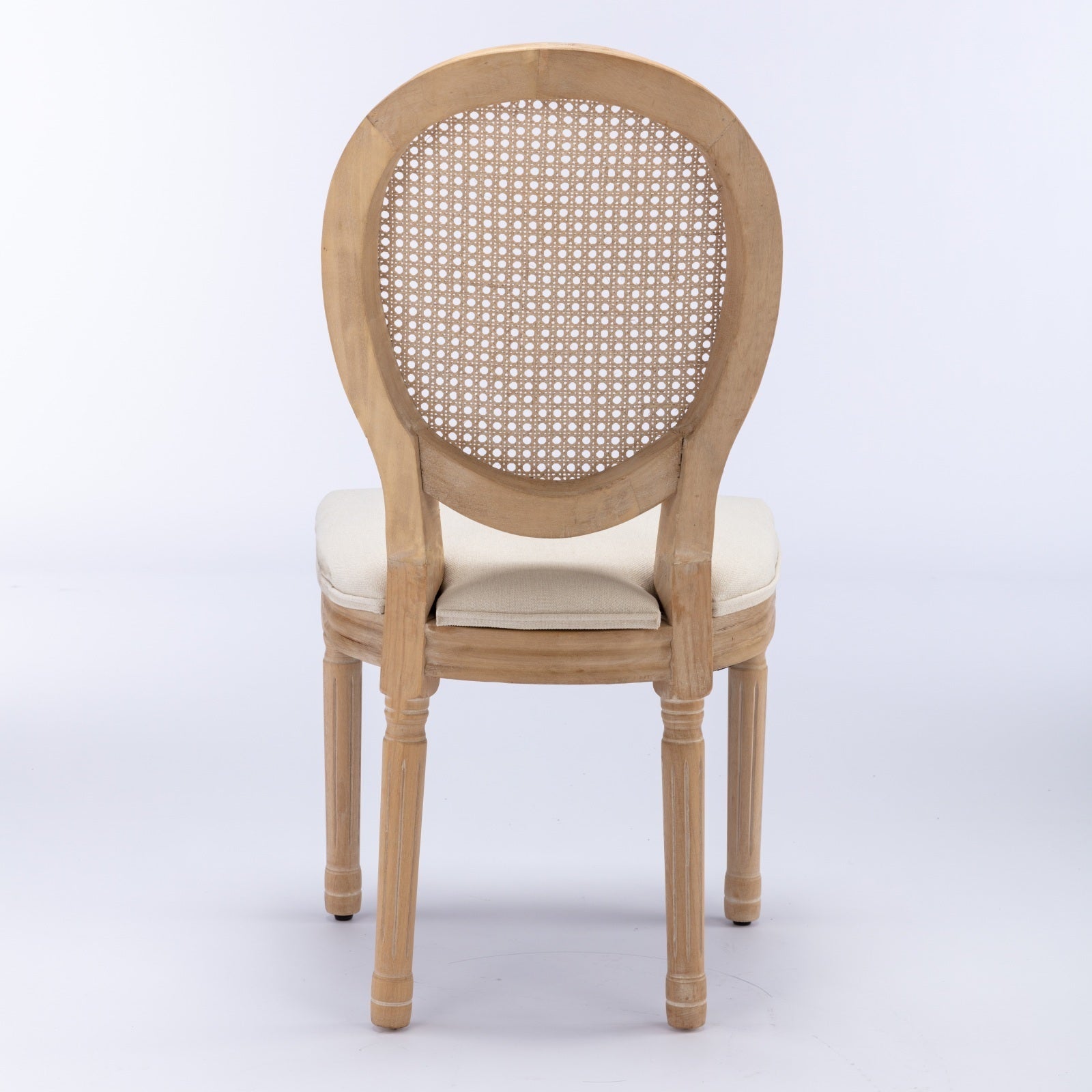 HAOYYE French Style Solid Wood Frame Antique Painting Linen Fabric Rattan Back Dining Chair,Set of 2,Cream,Beige Sturdy Space-Saving Heavy Duty Modern Design Adults Dorm Room Easy Assembly