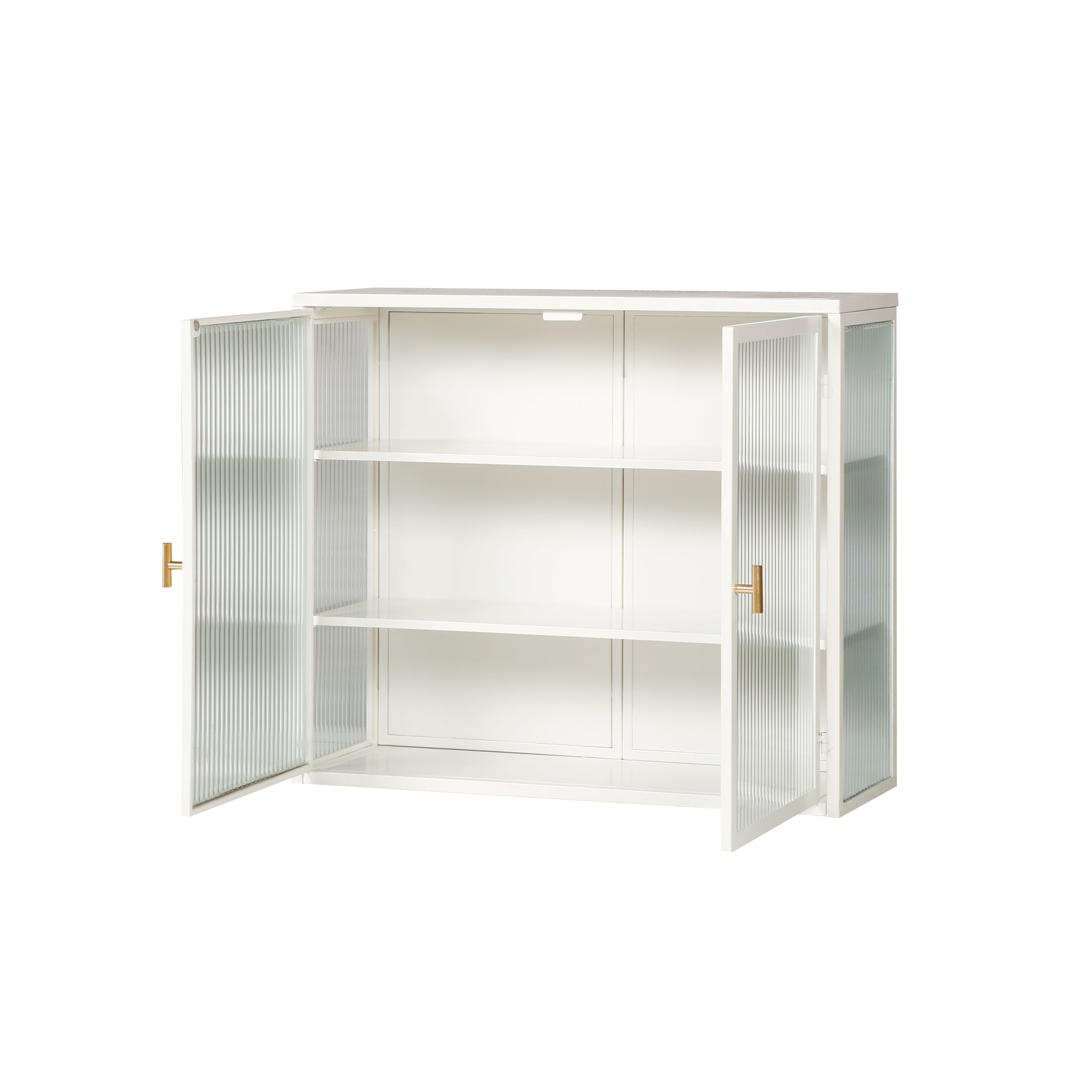 HAOYYE 27.56"Glass Doors Modern Two-door Wall Cabinet with Featuring Three-tier Storage for Entryway Living Room Bathroom Dining Room,White Sturdy Space-Saving Heavy Duty Modern Design Adults Dorm Room
