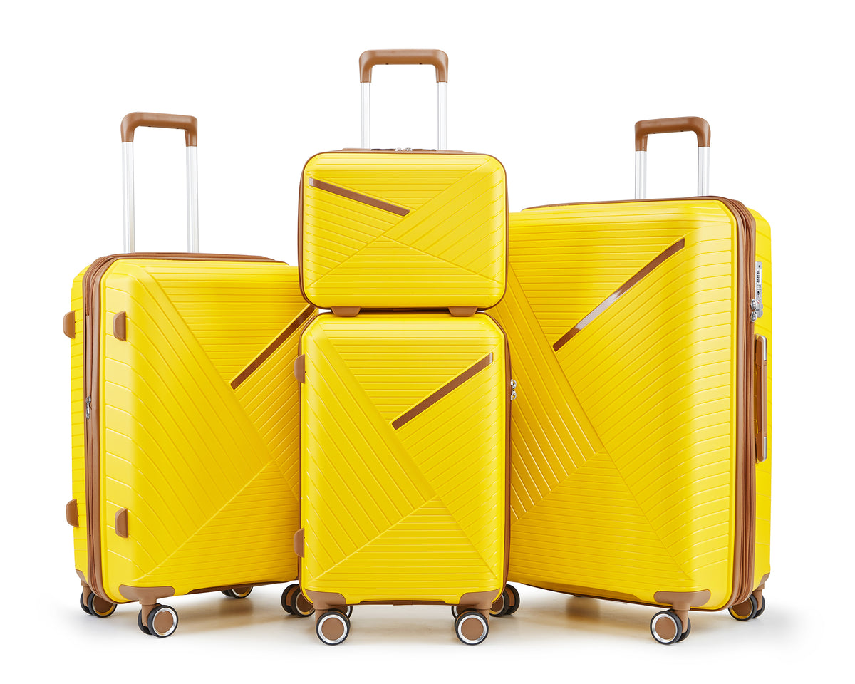 HAOYYE Luggage Sets 4 Piece(14/20/24/28), Expandable Lightweight Suitcase with 4 Double 360 Degrees Mute Spinner Wheels PP Materials Durable TSA Lock Travel Luggage Sturdy Space-Saving Heavy Duty Adults