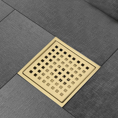 HAOYYE 6 Inch Square Shower Floor Drain Sturdy Space-Saving Heavy Duty Modern Design Adults Dorm Room Easy Assembly Bedroom Furniture