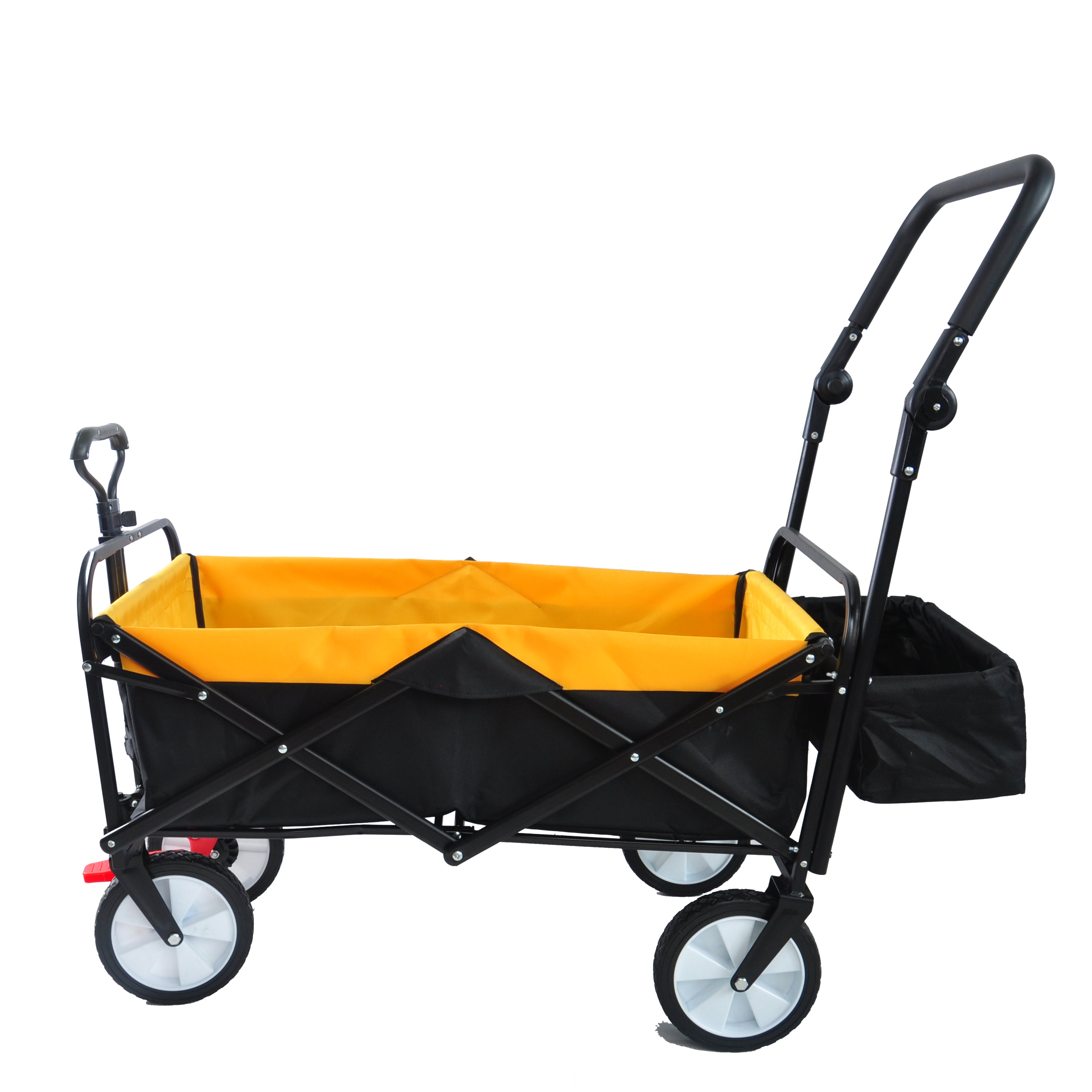 Haoyye Folding Wagon Collapsible Outdoor Utility Wagon with Adjustable Handles, Heavy Duty Portable Hand Cart for Garden and Camping, Durable Foldable Wagon with Drink Holder and Smooth Rolling Wheels