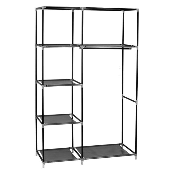 HAOYYE 64" Portable Closet Organizer with Shelves, Durable and Space-Saving Clothes Storage Wardrobe, Modern Design Garment Rack with Hanging Rod and Extra Shelving, Versatile and Stylish Home Organizer for Bedroom or Laundry Room