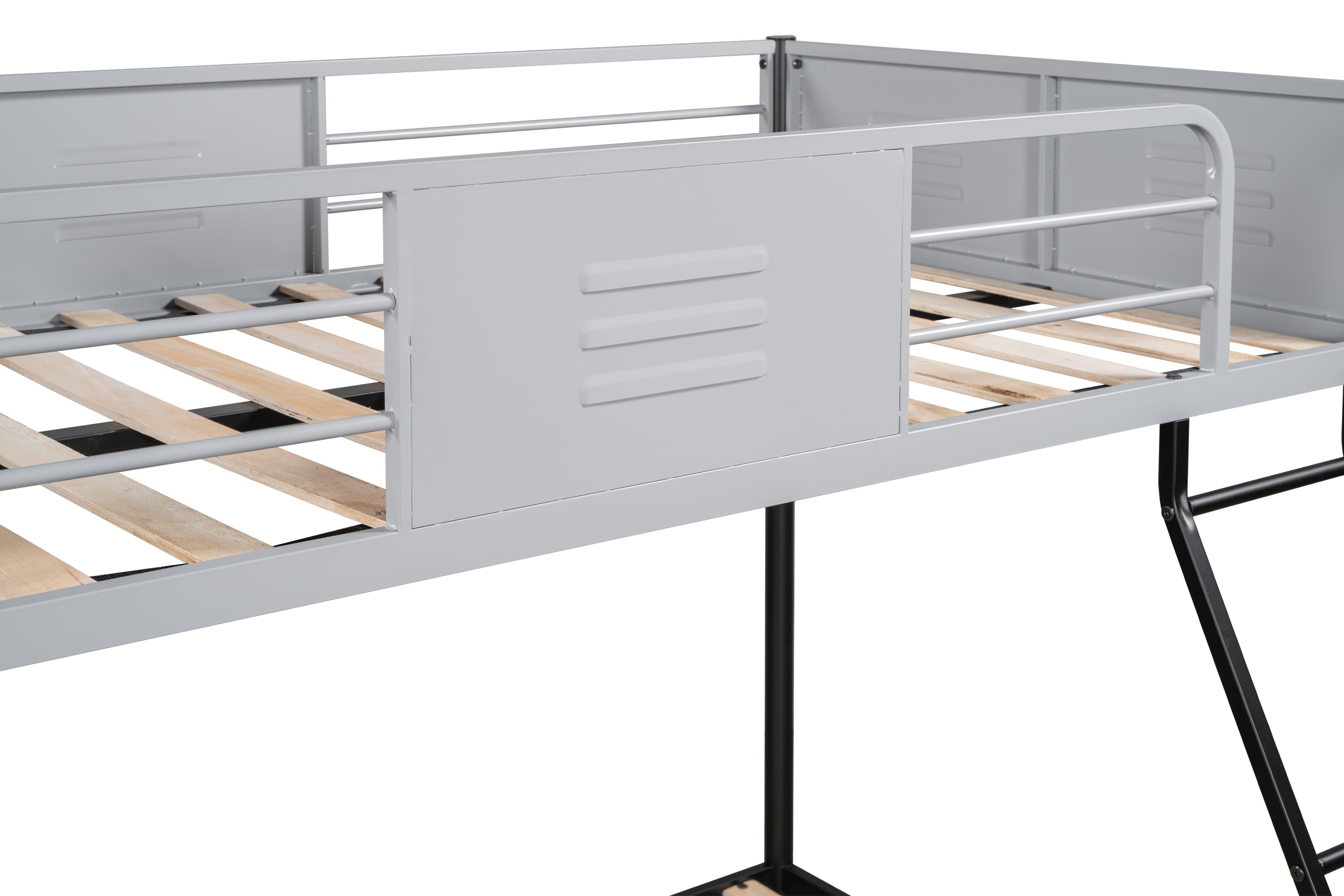 HAOYYE Metal Twin over Full Bunk Bed/ Heavy-duty Sturdy Metal/ Noise Reduced/ Safety Vent Board Guardrail/ CPC Certified/ No Box Spring Needed Space-Saving Heavy Duty Modern Design Adults Dorm Room