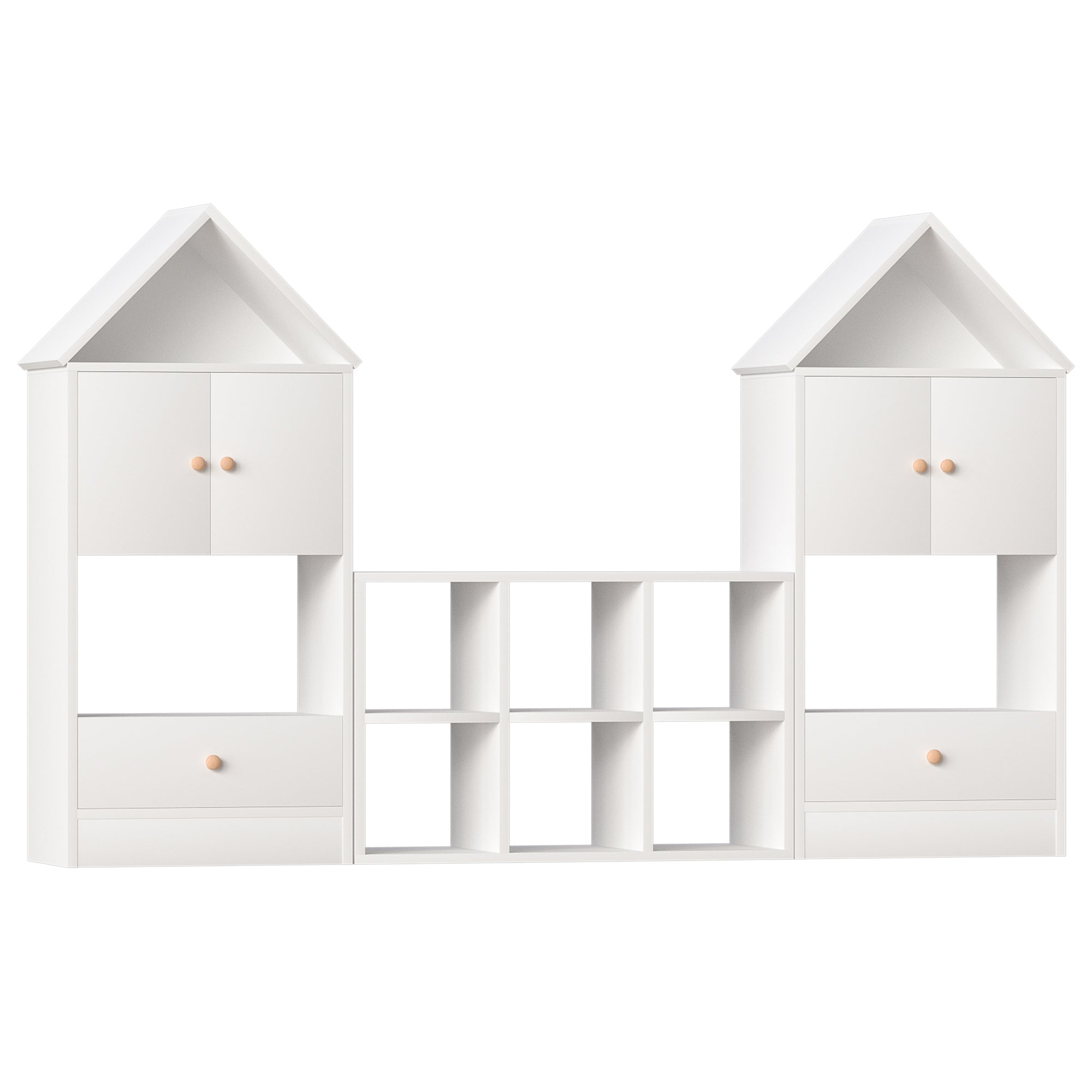 HAOYYE Versatile Bookshelf with House-Shaped Design, Multifunctional Storage Organizer for Books and Toys, Durable and Safe for Playroom or Bedroom, Easy to Assemble