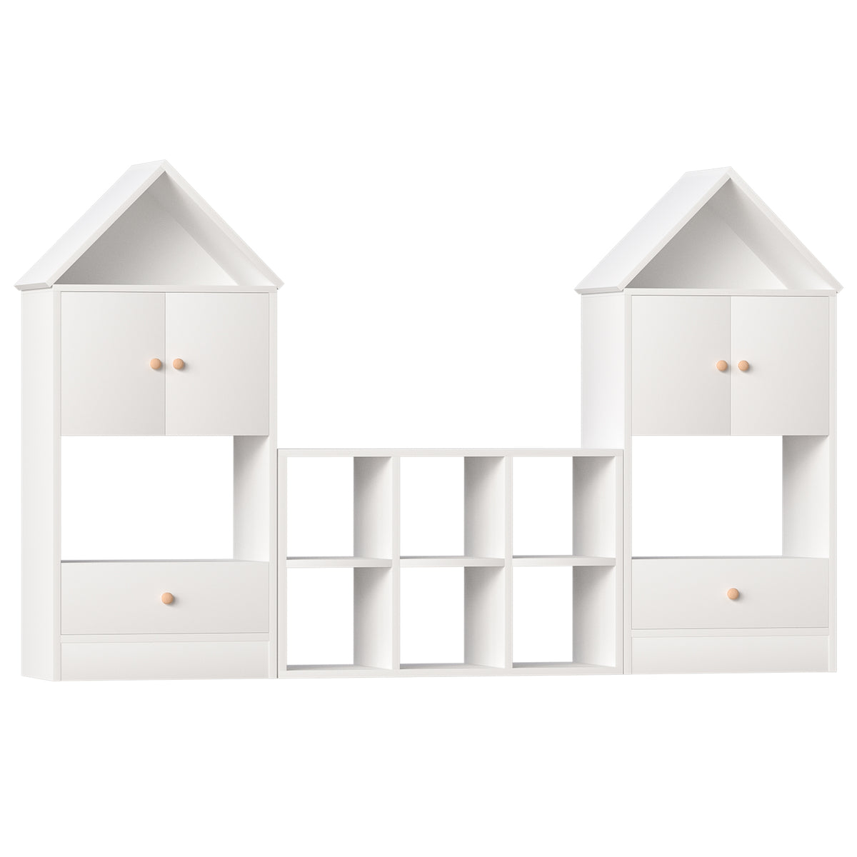 HAOYYE Versatile Bookshelf with House-Shaped Design, Multifunctional Storage Organizer for Books and Toys, Durable and Safe for Playroom or Bedroom, Easy to Assemble