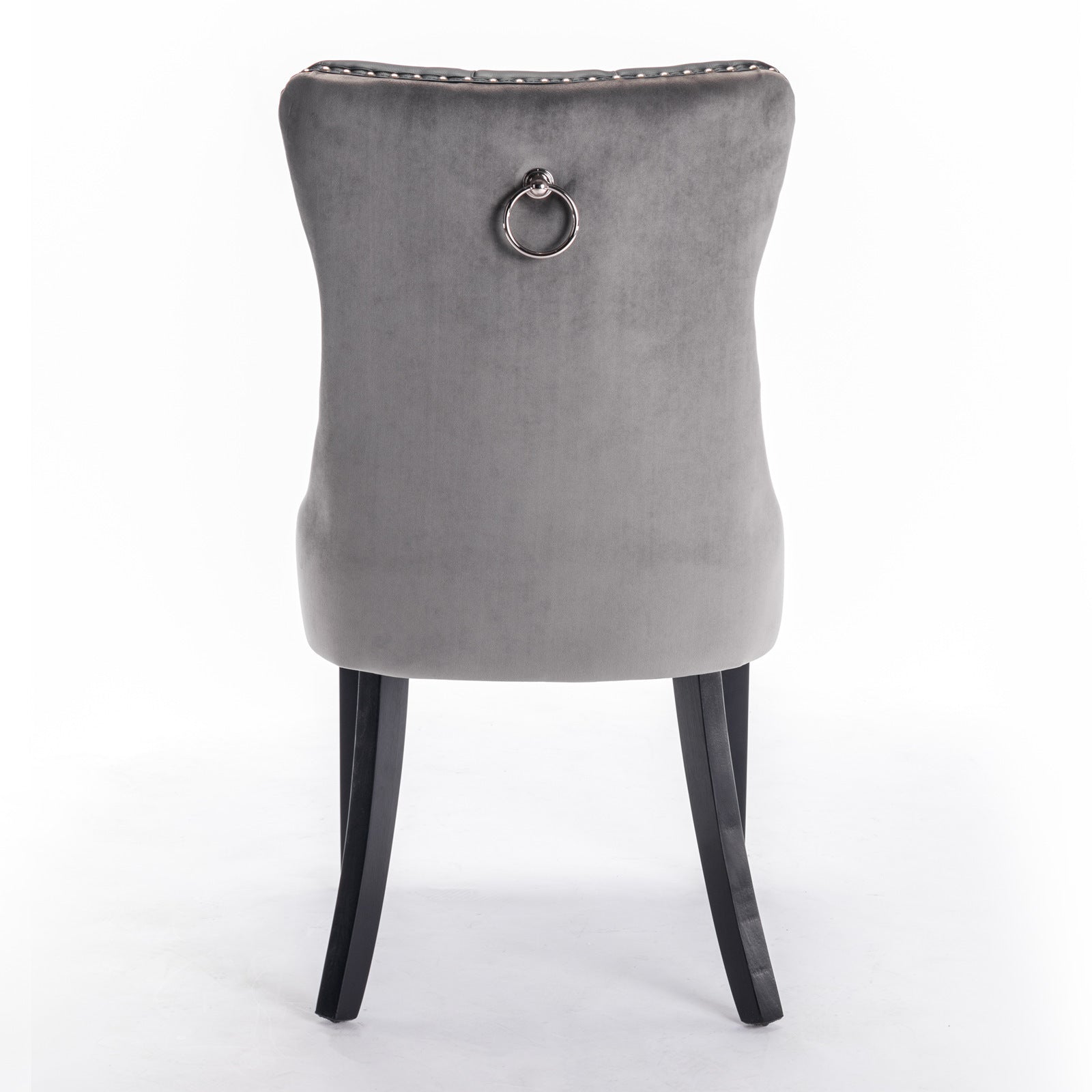 HAOYYE Nikki Collection Modern, High-end Tufted Solid Wood Contemporary PU and Velvet Upholstered Dining Chair with Wood Legs Nailhead Trim 2-Pcs Set lack+Gray, SW2101BG Sturdy Space-Saving