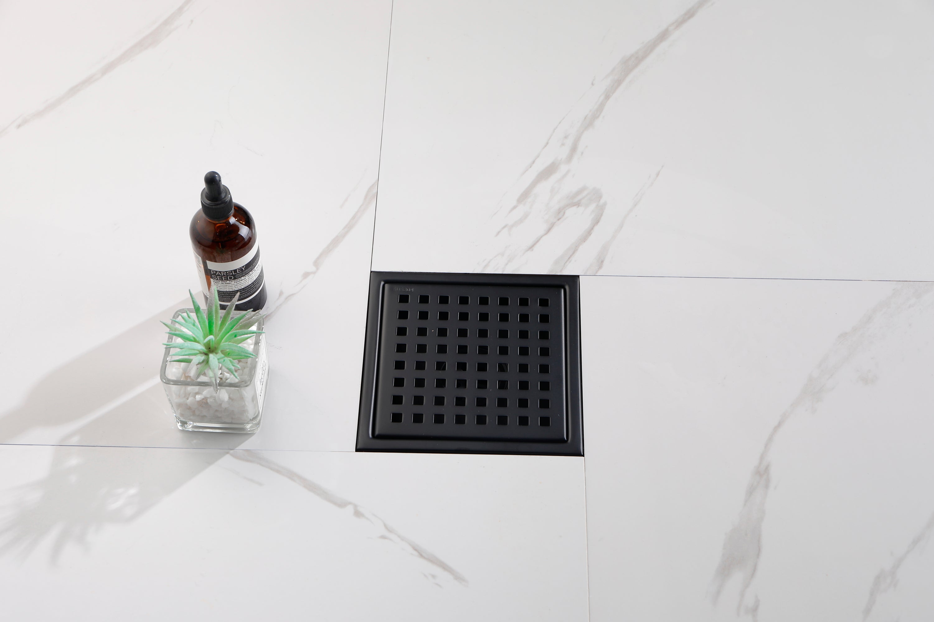 HAOYYE 6 Inch Square Shower Floor Drain Sturdy Space-Saving Heavy Duty Modern Design Adults Dorm Room Easy Assembly Bedroom Furniture