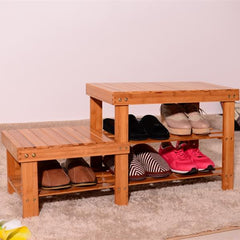 HAOYYE Bamboo Shoe Rack Wood Color Sturdy Design Durable Modern Organizer Practical Home Storage Solution Multifunctional Stylish Space-Saving Organizer for Living Room Entryway and Closet