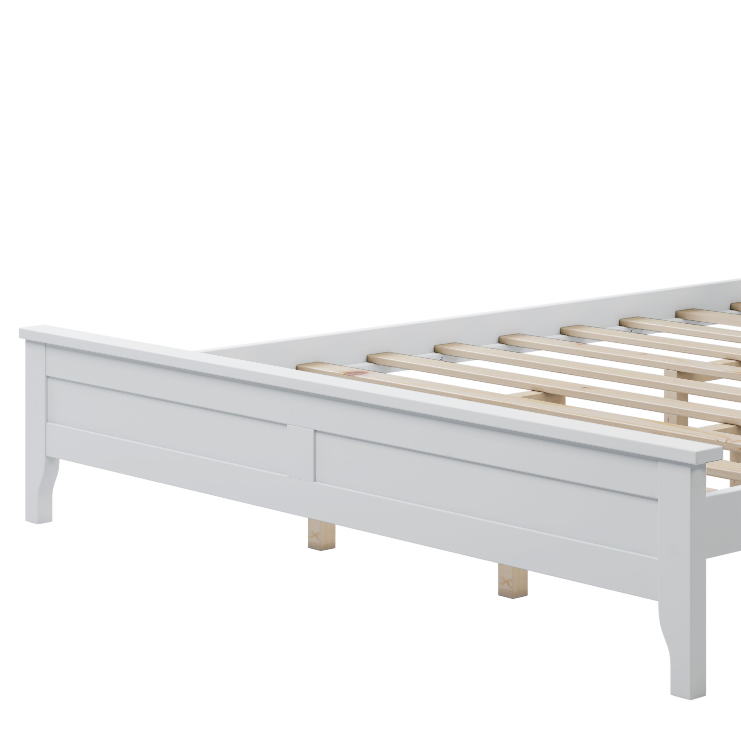 HAOYYE Modern White Solid Wood Queen Platform Bed (old sku:WF283525AAK) Sturdy Space-Saving Heavy Duty Modern Design Adults Dorm Room Easy Assembly Bedroom Furniture