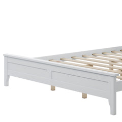HAOYYE Modern White Solid Wood Queen Platform Bed (old sku:WF283525AAK) Sturdy Space-Saving Heavy Duty Modern Design Adults Dorm Room Easy Assembly Bedroom Furniture