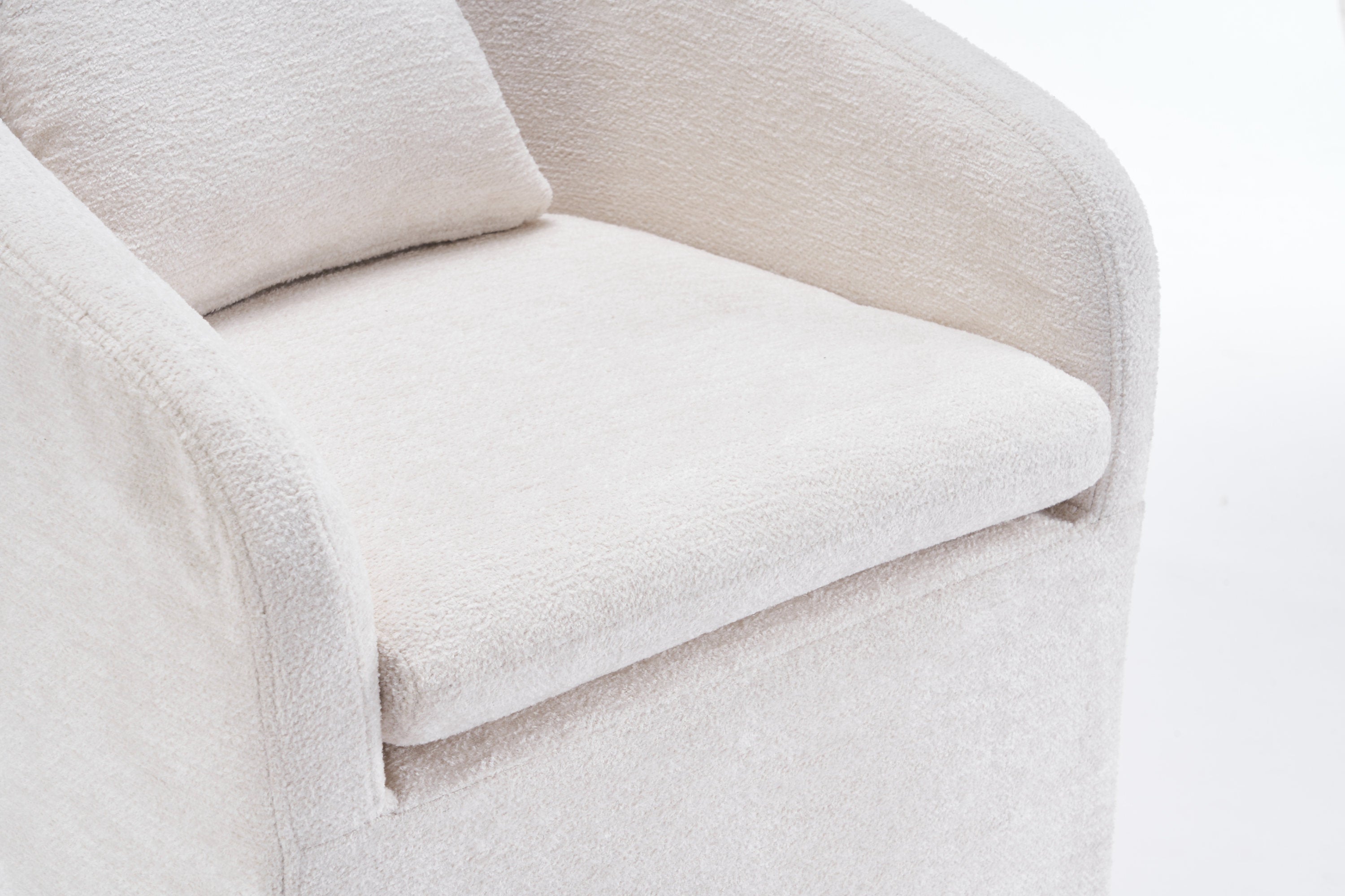 HAOYYE 059-Set of 1 Chenille Fabric Dining Armchair With Back Cushion and Universal Wheels,Beige Sturdy Space-Saving Heavy Duty Modern Design Adults Dorm Room Easy Assembly Bedroom Furniture