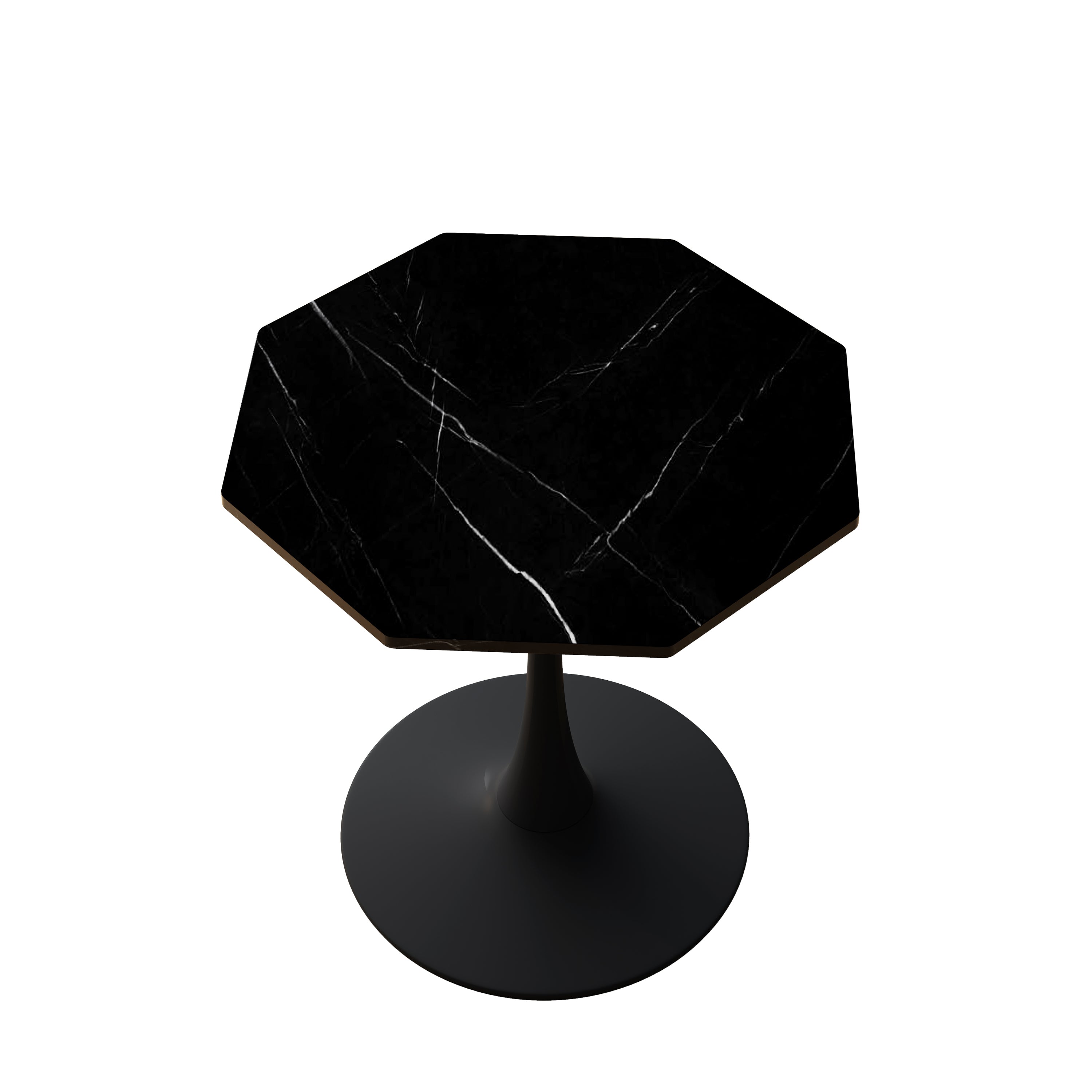 HAOYYE 31.50"Modern Octagonal Coffee Table with Printed Black Marble Table Top,Metal Base, for Dining Room, Kitchen, Living Room Sturdy Space-Saving Heavy Duty Modern Design Adults Dorm Room