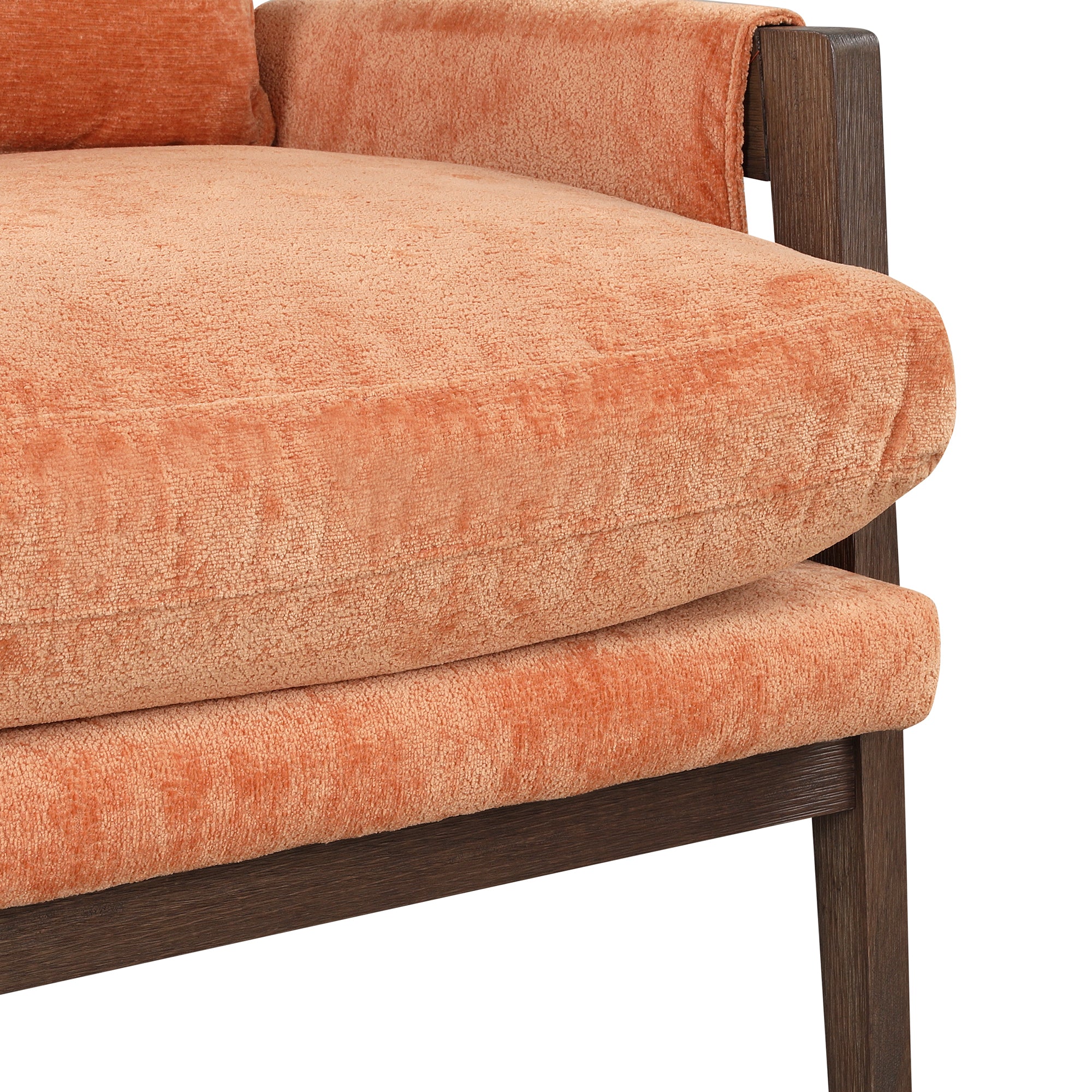HAOYYE Mid-Century Modern Velvet Accent Chair,Leisure Chair with Solid Wood and Thick Seat Cushion for Living Room,Bedroom,Studio,Orange Sturdy Space-Saving Heavy Duty Modern Design Adults Dorm Room