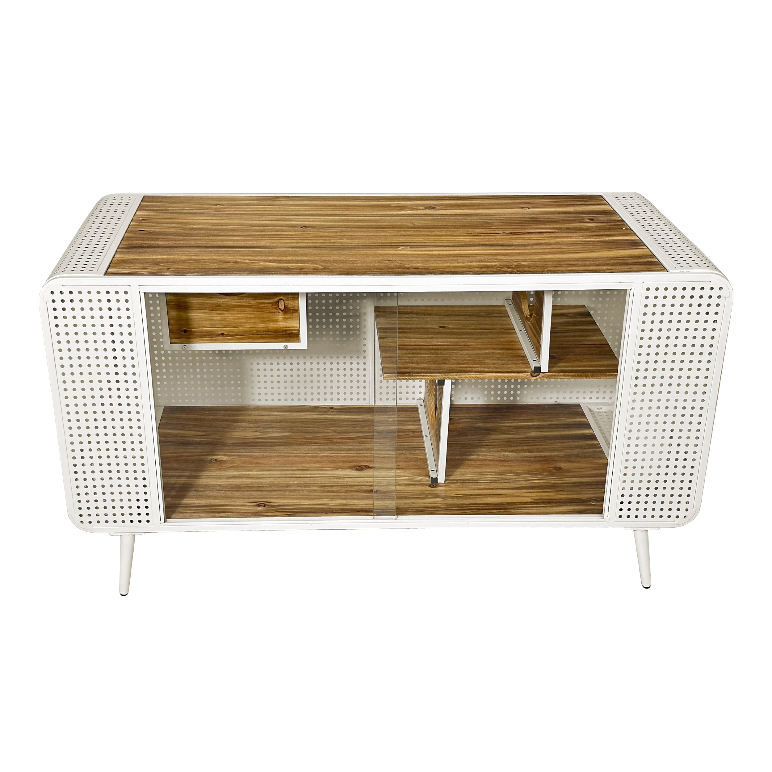 HAOYYE 55.12" Spacious Cat House with Tempered Glass, for Living Room, Hallway, Study and Other Spaces (White) Sturdy Space-Saving Heavy Duty Modern Design Adults Dorm Room Easy Assembly