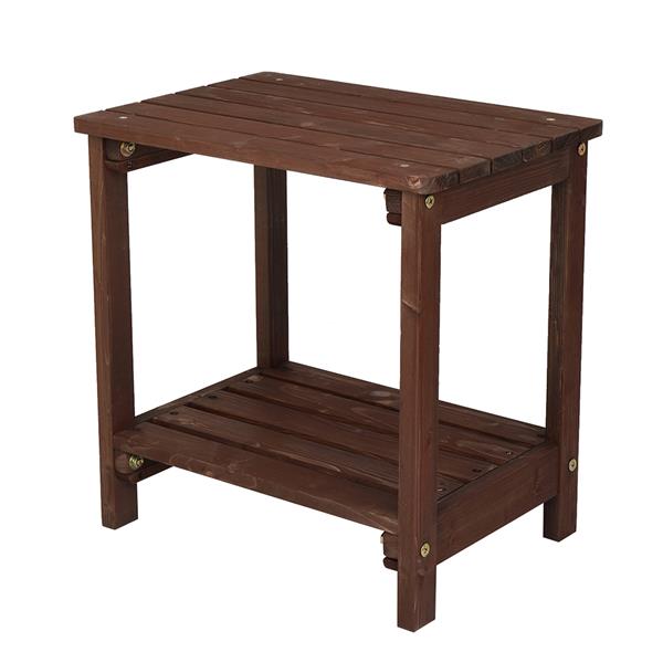HAOYYE Outdoor Rectangular Wood Side Table for Patio Garden Balcony and Porch, Modern Accent Table with Slatted Top and Sturdy Legs, Weather Resistant End Table for Outdoor Living Room or Lounge Furniture Setup