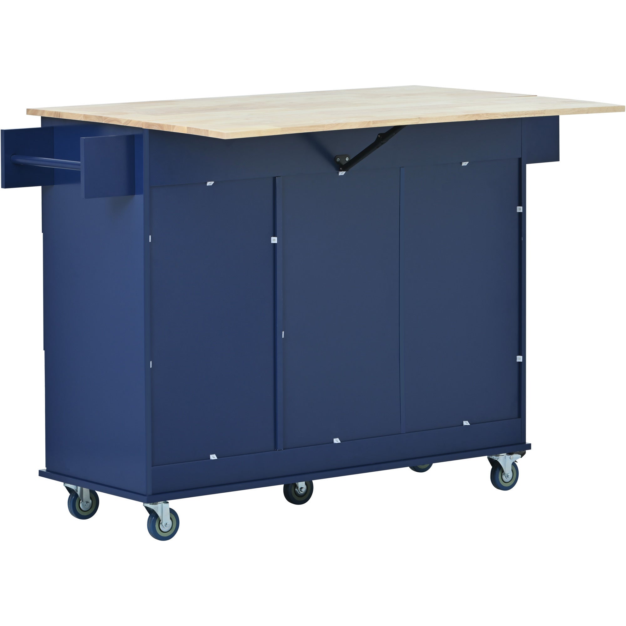 HAOYYE Rolling Mobile Kitchen Island with Drop Leaf - Solid Wood Top, Locking Wheels & Storage Cabinet 52.7 Inch Width(Dark blue) Sturdy Space-Saving Heavy Duty Modern Design Adults Dorm Room