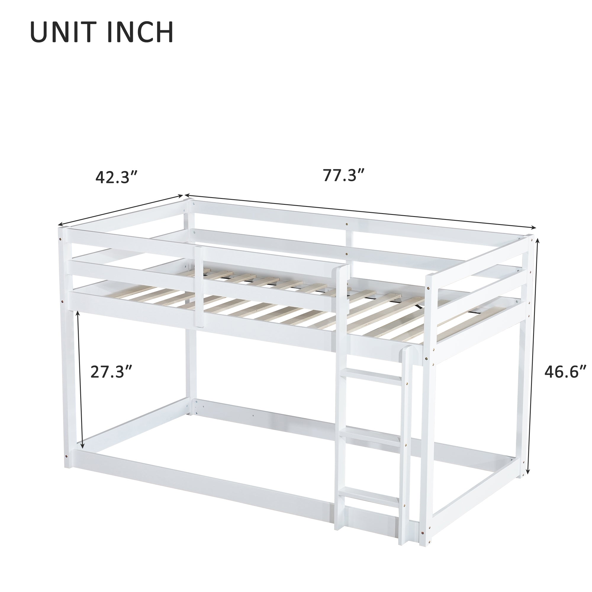 HAOYYE Solid Wooden, Solid Rubber Wooden Twin over Twin Loft Bed with Ladder, with Bed Platform of Strengthened Slats,White Sturdy Space-Saving Heavy Duty Modern Design Adults Dorm Room Easy Assembly