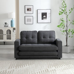 HAOYYE 3-Fold Convertible Futon Couch, Pull Out Sofa Bed, Space-Saving Loveseat Sleeper, Velvet Linen Fabric Upholstery, Heavy Duty Durable Sofa for Living Room, Modern Compact Design, Dark Gray, Light Gray, Beige