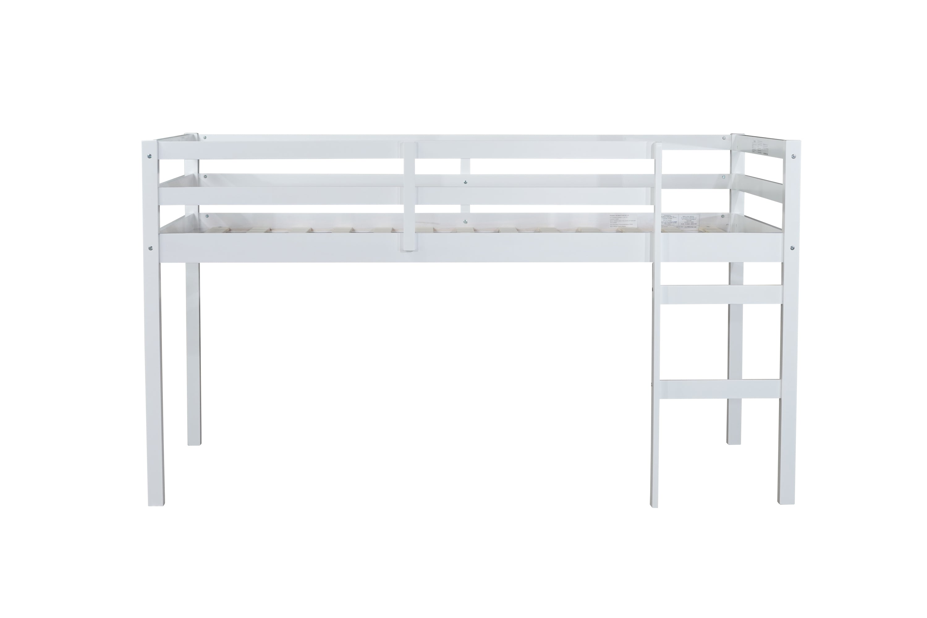 HAOYYE Solid Wooden, Rubber Wooden Twin Loft Bed with Ladder, Bed Platform of Strengthened Slats , White Sturdy Space-Saving Heavy Duty Modern Design Adults Dorm Room Easy Assembly Bedroom Furniture