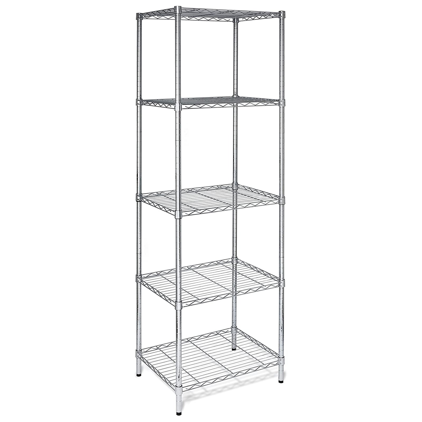 HAOYYE 5-Tier Chrome Shelving Unit, Soft Cozy Warm Flannel Fleece Home Decor, Luxury Comfortable Unique Design, Premium Quality Decorative Storage Organizer for Home Office Garage or Kitchen, Sturdy and Stylish Space-Saving Shelf