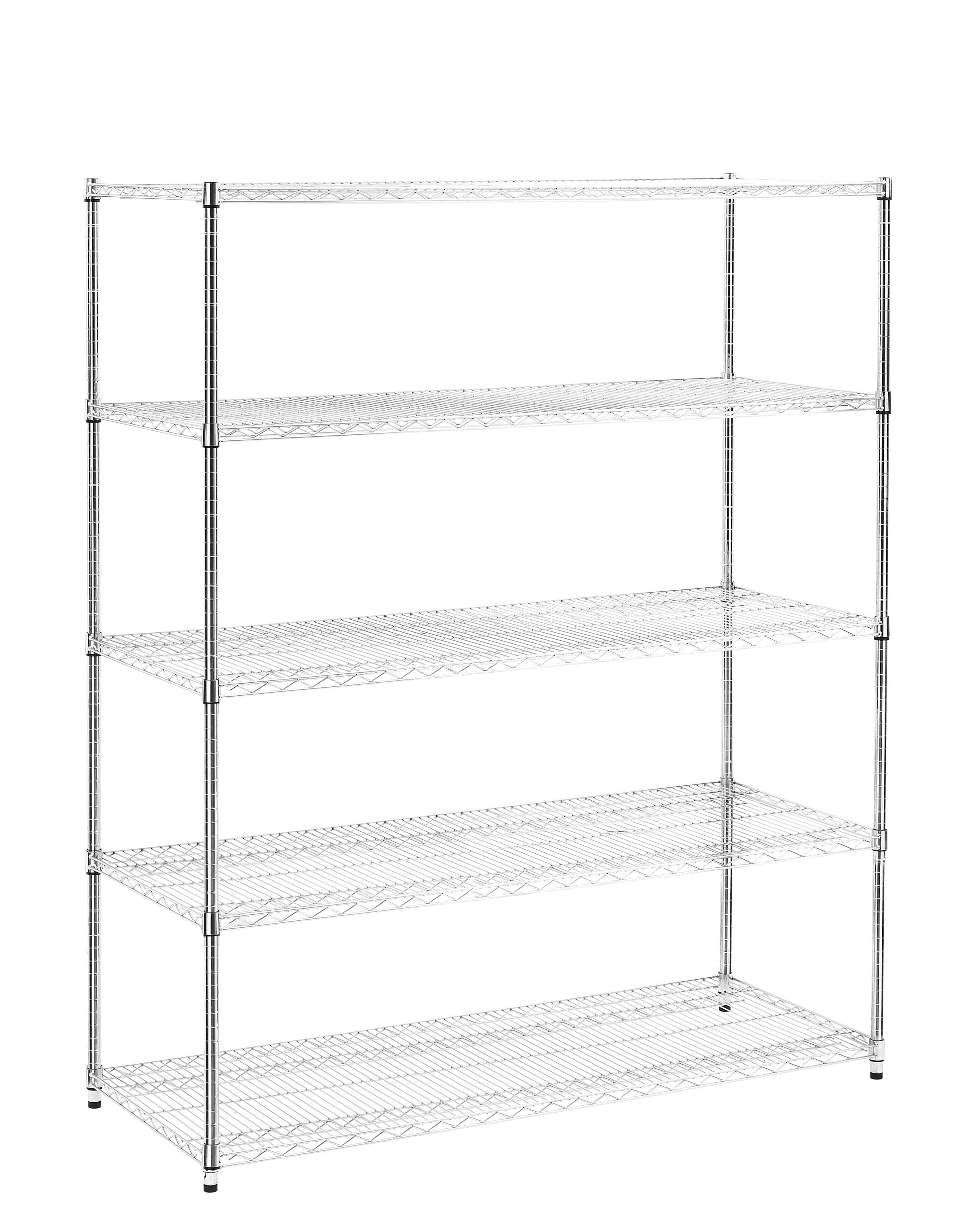 HAOYYE 5-Layer Heavy Duty Adjustable Shelving Unit with Wheels and Adjustable Feet, Sturdy Metal Storage Rack for Warehouse, Supermarket, Kitchen and Commercial Use, Each Shelf Supports 300 Lbs, Space-Saving Industrial Design, Easy Assembly