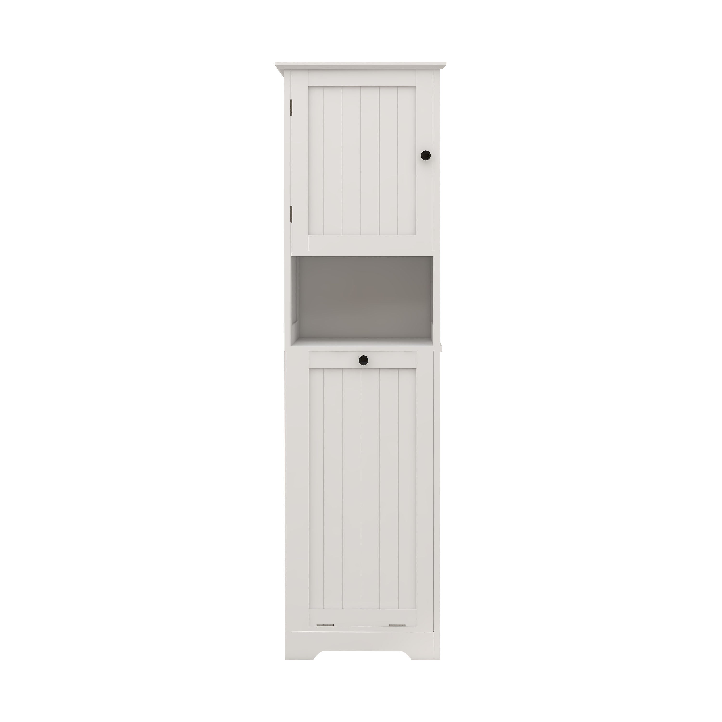 Haoyye One-Compartment Tilt-Out Laundry Sorter Cabinet, Modern Space-Saving Storage Unit with Removable Bag and Top Shelf, Sturdy MDF Construction with UV Finish, Stylish Organizer for Bathroom, Bedroom, or Laundry Room, Easy Assembly