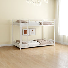 HAOYYE Metal Twin over Twin Bunk Bed/ Heavy-duty Sturdy Metal/ Noise Reduced/ Safety Guardrail/No Box Spring Needed,White Space-Saving Heavy Duty Modern Design Adults Dorm Room Easy Assembly