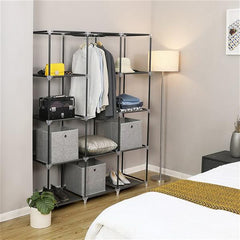 HAOYYE 67" Portable Closet Organizer with 10 Shelves, Easy to Assemble, Durable Black Space-Saving Wardrobe Storage for Clothes, Shoes, and Accessories, Modern Design for Bedroom, Closet, and Living Room