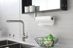 Haoyye Paper Towel Holder 2 Pack, 12 Inch Stainless Steel Under Cabinet Mount with Self-Adhesive or Screws, Space-Saving Paper Towel Rack for Kitchen, Bathroom, or Wall Use, Rustproof and Heavy Duty Towel Bar for Rolls or Wraps