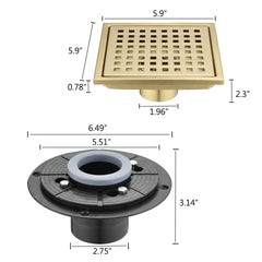 HAOYYE 6 Inch Square Shower Floor Drain Sturdy Space-Saving Heavy Duty Modern Design Adults Dorm Room Easy Assembly Bedroom Furniture