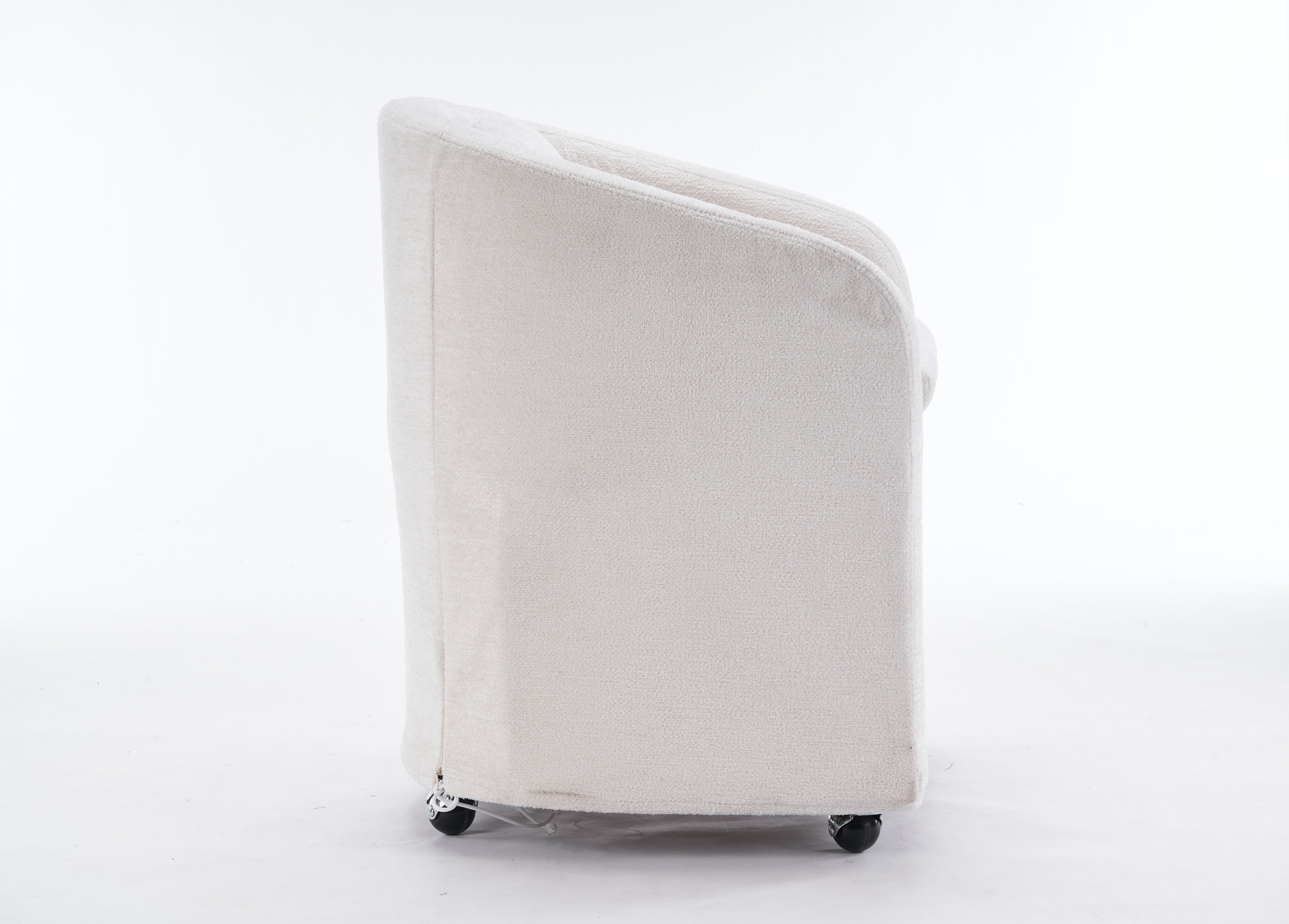 HAOYYE 059-Set of 1 Chenille Fabric Dining Armchair With Back Cushion and Universal Wheels,Beige Sturdy Space-Saving Heavy Duty Modern Design Adults Dorm Room Easy Assembly Bedroom Furniture
