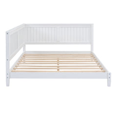HAOYYE Full Size Wood Daybed/Sofa Bed, White Sturdy Space-Saving Heavy Duty Modern Design Adults Dorm Room Easy Assembly Bedroom Furniture