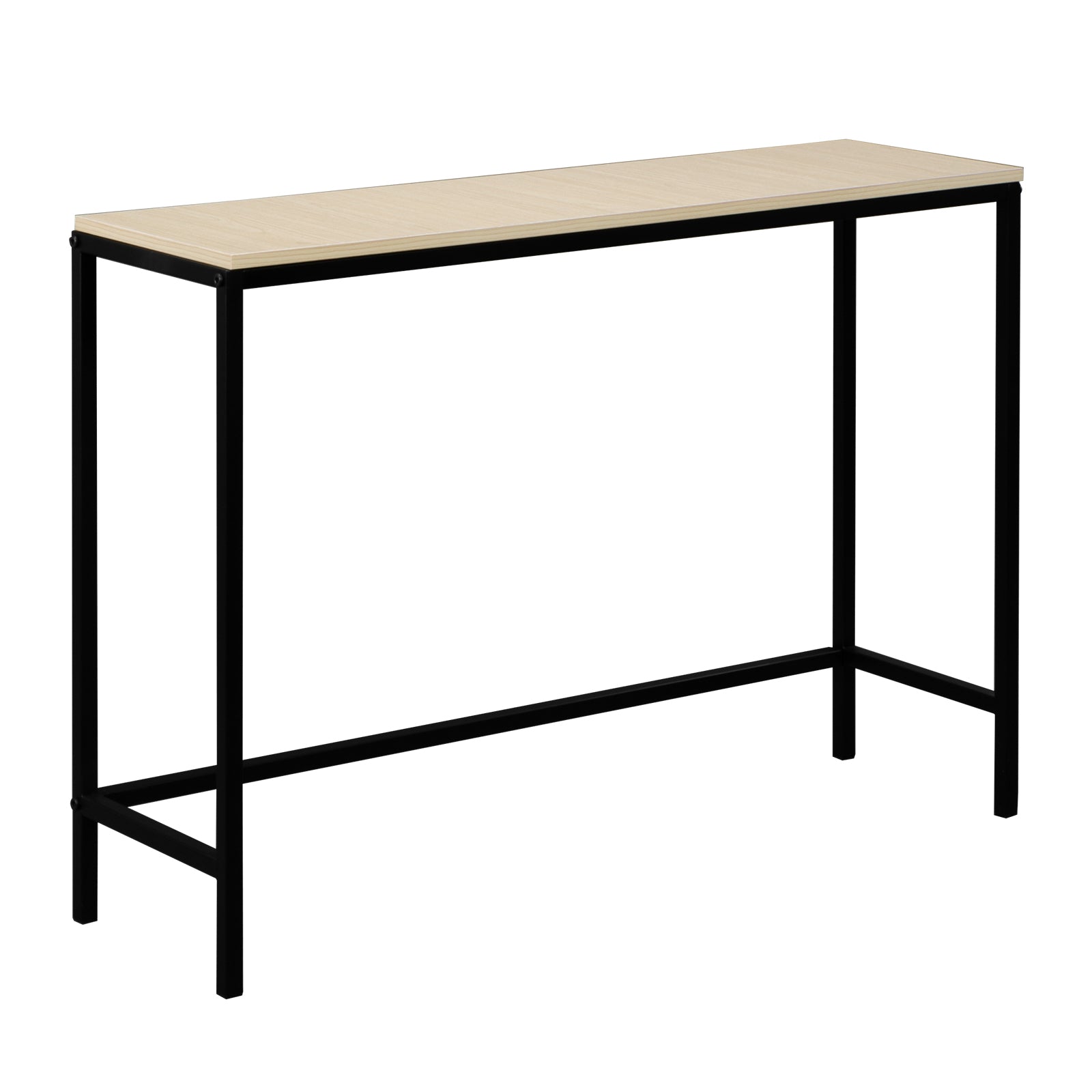 HAOYYE Light Walnut Console Sofa Table for Entryway and Living Room, Industrial Style Side Table with Sturdy Metal Frame and MDF Board, Slim Design for Hallway Bedroom Behind Couch Use
