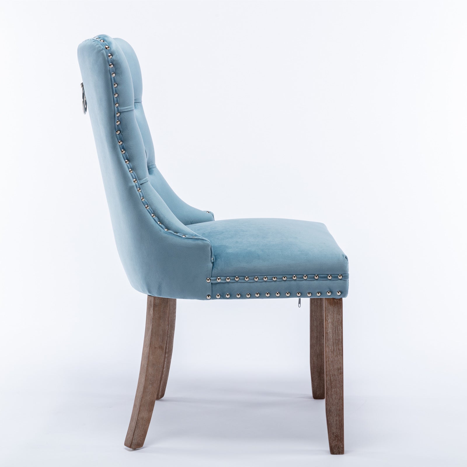 HAOYYE High-end Tufted Solid Wood Contemporary Velvet Upholstered Dining Chair with Wood Legs Nailhead Trim 2-Pcs Set,Light Blue, SW2001LB Sturdy Space-Saving Heavy Duty Durable