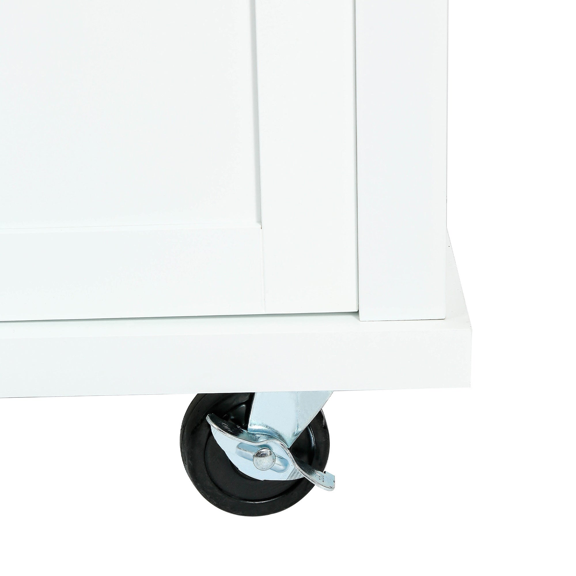 HAOYYE Kitchen Cart with Rubber wood Drop-Leaf Countertop ,Cabinet door internal storage racks,Kitchen Island on 5 Wheels with Storage Cabinet and 3 Drawers for Dinning Room,White Sturdy Space-Saving Durable